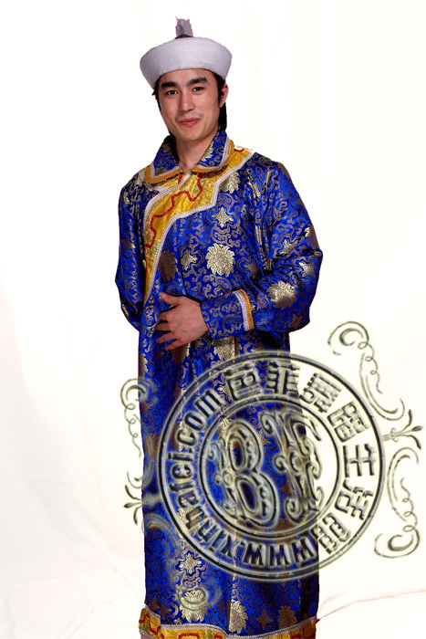 蒙古長袍藍(lán)色 演出服